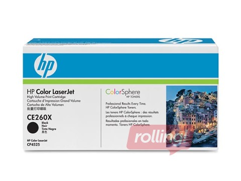 Tonera kasete HP CLJ CP4525, melna, (17000 lpp.)