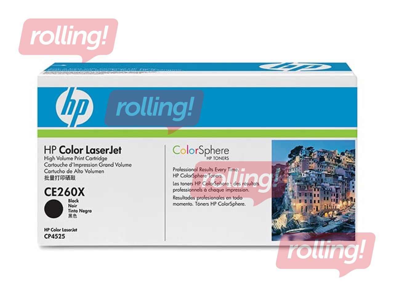 Tonera kasete HP CLJ CP4525, melna, (17000 lpp.)