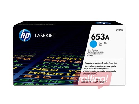 Tonera kasete HP 653A Ciānzila LaserJet Enterprise MFP M680, 16500 lpp