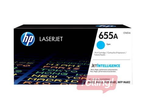 Tonera Kasete HP 655A, ciānzila (10500 lpp)