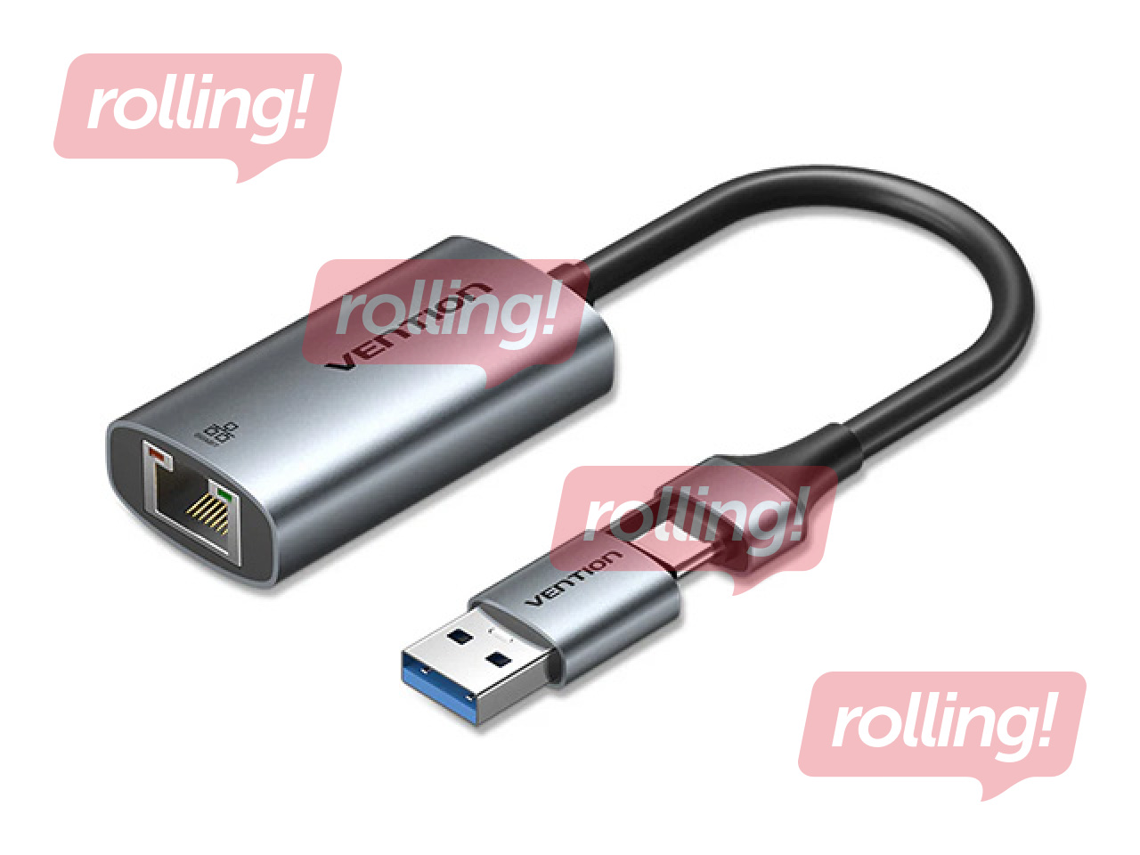 Adapteris Vention USB-A + USB-C uz Gigabit Ethernet 0.15m