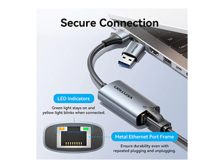 Adapteris Vention USB-A + USB-C uz Gigabit Ethernet 0.15m