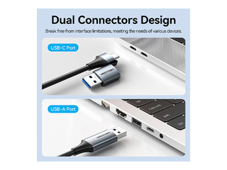 Adapteris Vention USB-A + USB-C uz Gigabit Ethernet 0.15m