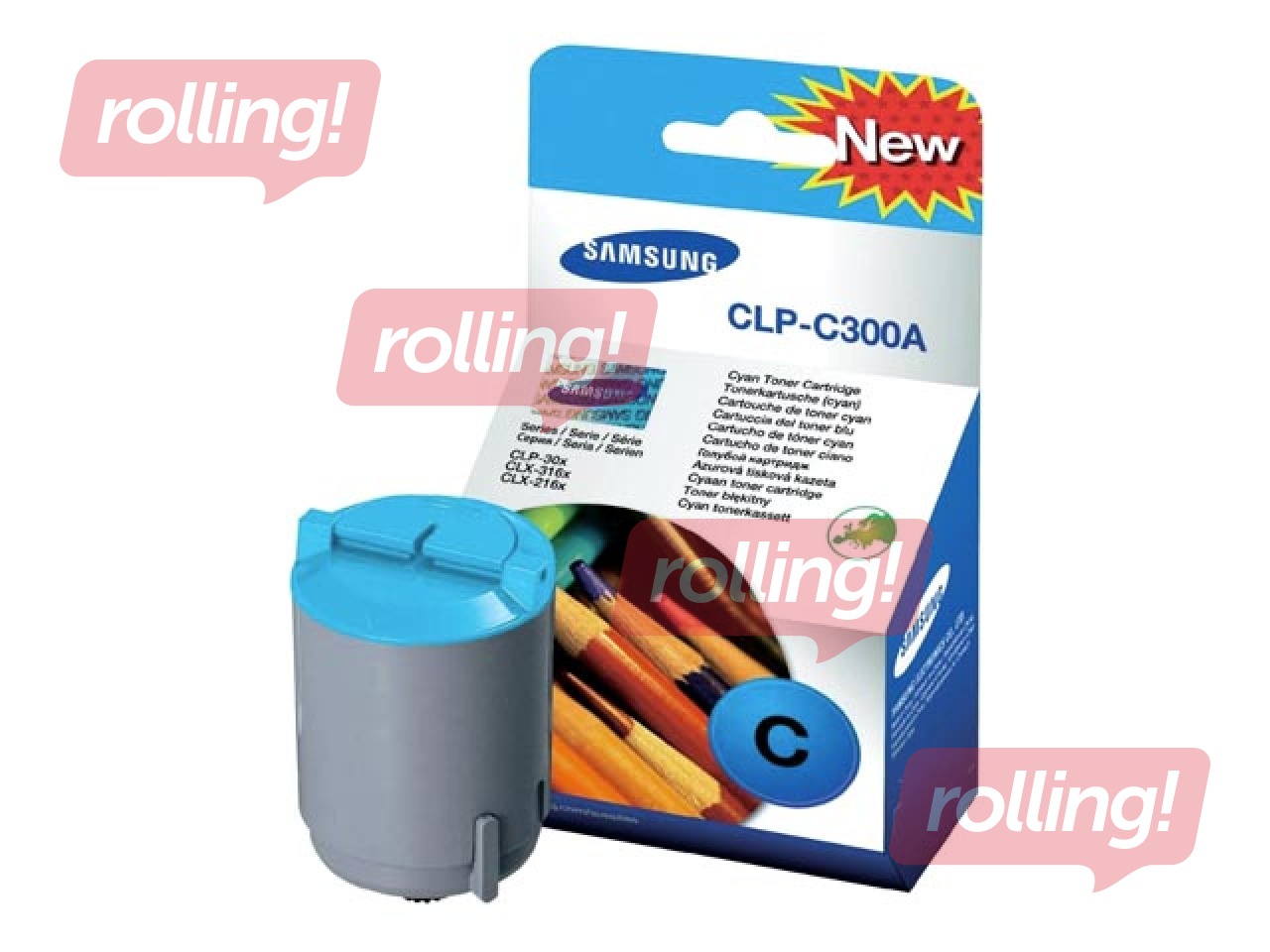 Tonera kasete Samsung CLP-300, ciānzila, (1000 lpp.)