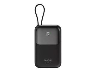 Mobilais lādētājs Canyon OnPower 101, 10000mAh, PD 22,5W, ar vadu, melns
