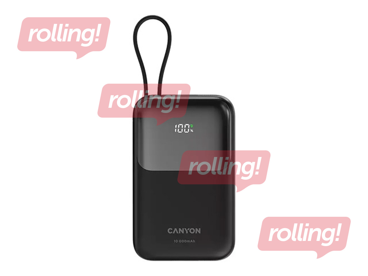 Mobilais lādētājs Canyon OnPower 101, 10000mAh, PD 22,5W, ar vadu, melns