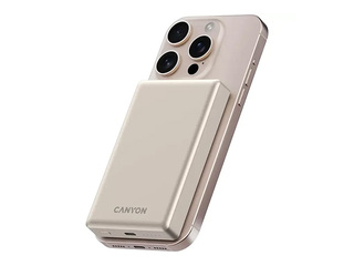 Magnētiskais mobilais lādētājs Canyon OnPower 510 slim MagSafe PD 20W, 10000mAh, bēšs