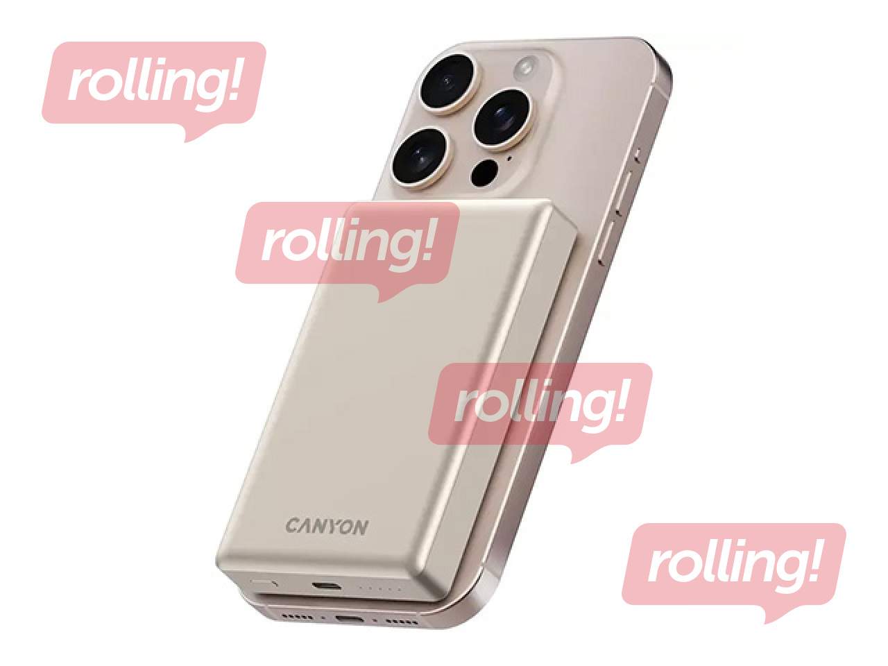 Magnētiskais mobilais lādētājs Canyon OnPower 510 slim MagSafe PD 20W, 10000mAh, bēšs