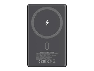 Magnētiskais mobilais lādētājs Canyon, OnPower 510 slim, MagSafe PD 20W, 10000mAh, tumši pelēks