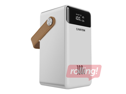 Mobilais lādētājs Canyon OnPower 610 PD 100W, 60000mAh, ar vadu, balts