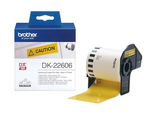 Brother DK-22606 Līmplēve, melns uz dzeltena 62mm*15.24m