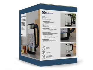 Tējkanna elektriskā Electrolux 1.7L, 2200W, stikla, nerūsējošs tērauds