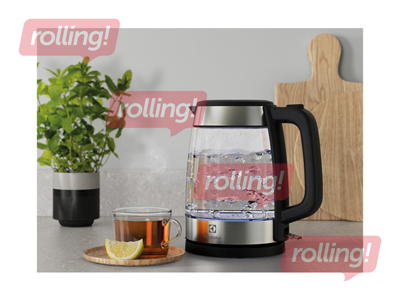 Tējkanna elektriskā Electrolux 1.7L, 2200W, stikla, nerūsējošs tērauds