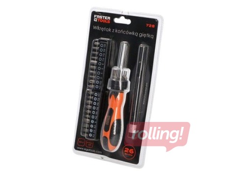 Screwdriver 1/4 '' +26 bit set + flexible extension