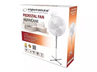Grīdas ventilators Esperanza Hurricane EHF001, balts, 40cm, 50W