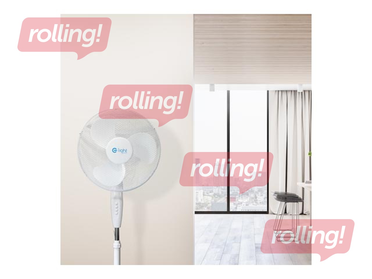 Grīdas ventilators Eco light, balts, 40cm, 45W