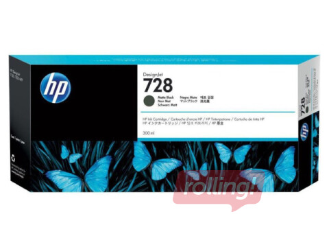 Tintes kasete HP 728, matēta melna, 300ml