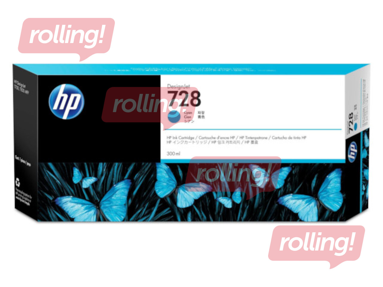 Tintes kasete HP 728, ciānzila, 300ml