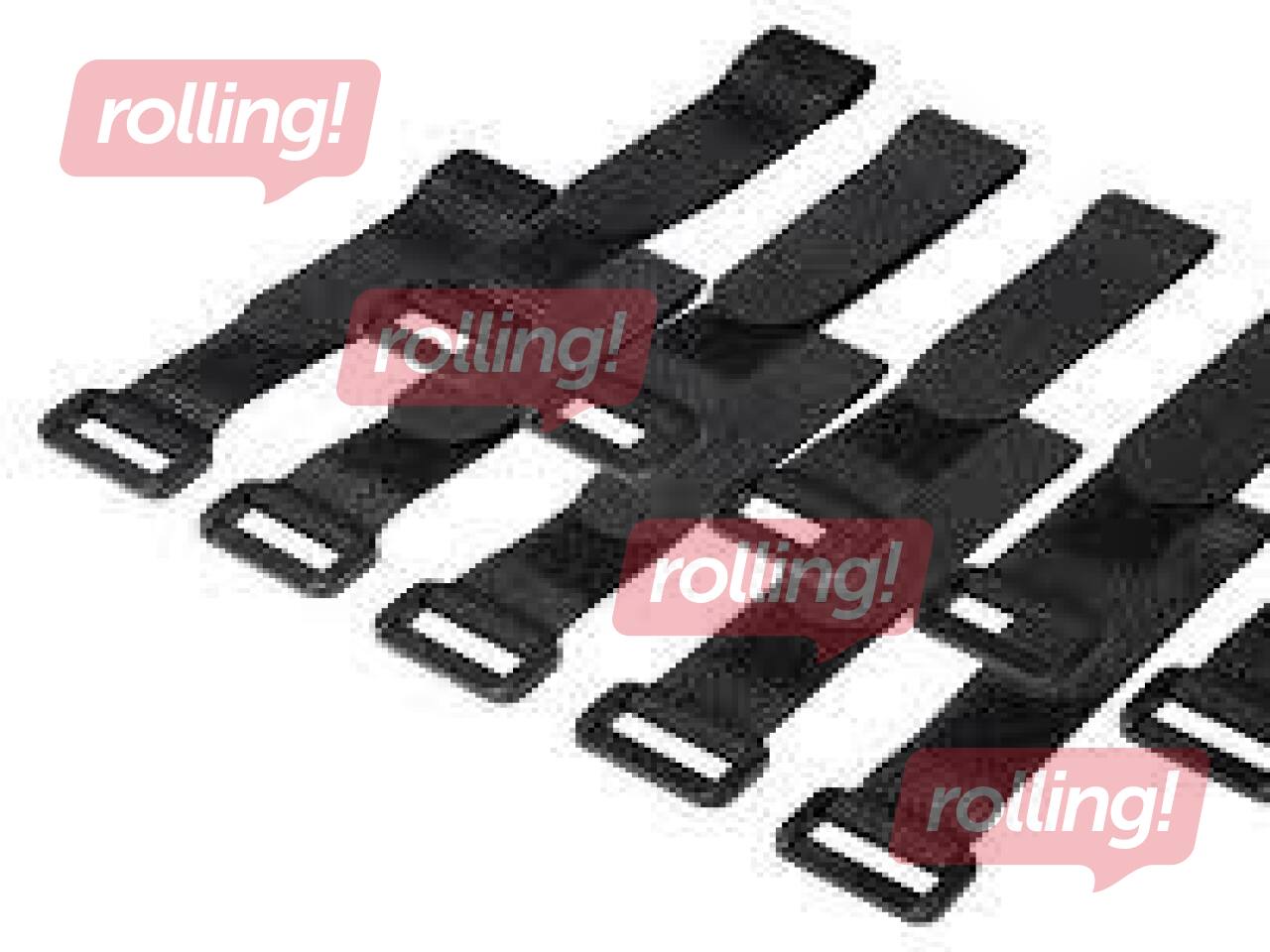 LOGILINK Wire Strap Set with Velcro, 10 pcs, black
