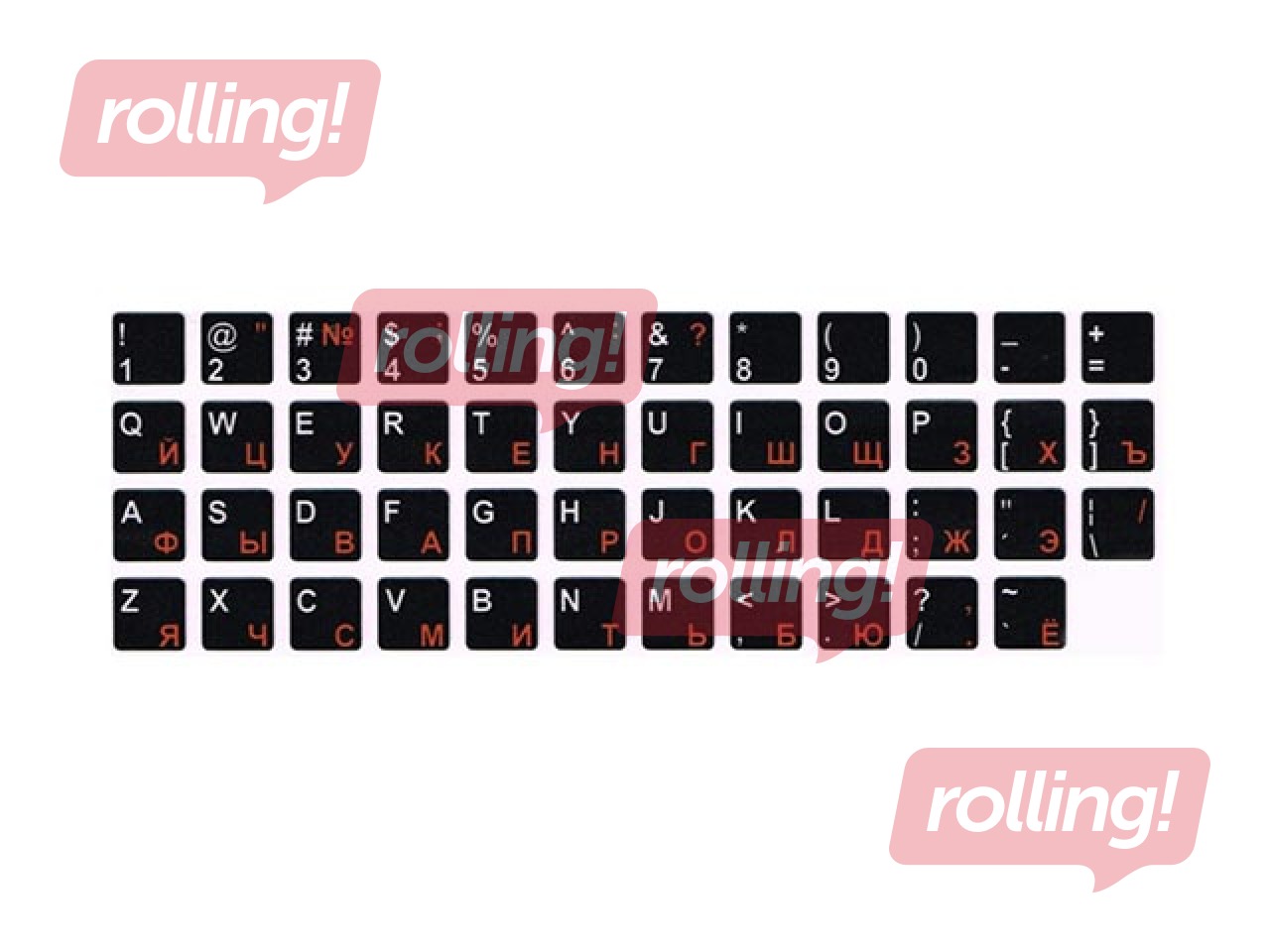 Uzlīmes klaviatūrai Melns/Balts/Sarkans, ENG/RUS