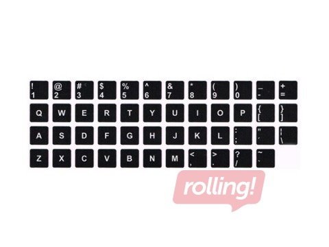 Uzlīmes klaviatūrai melns/balts Laminētas, burti balti, ENG