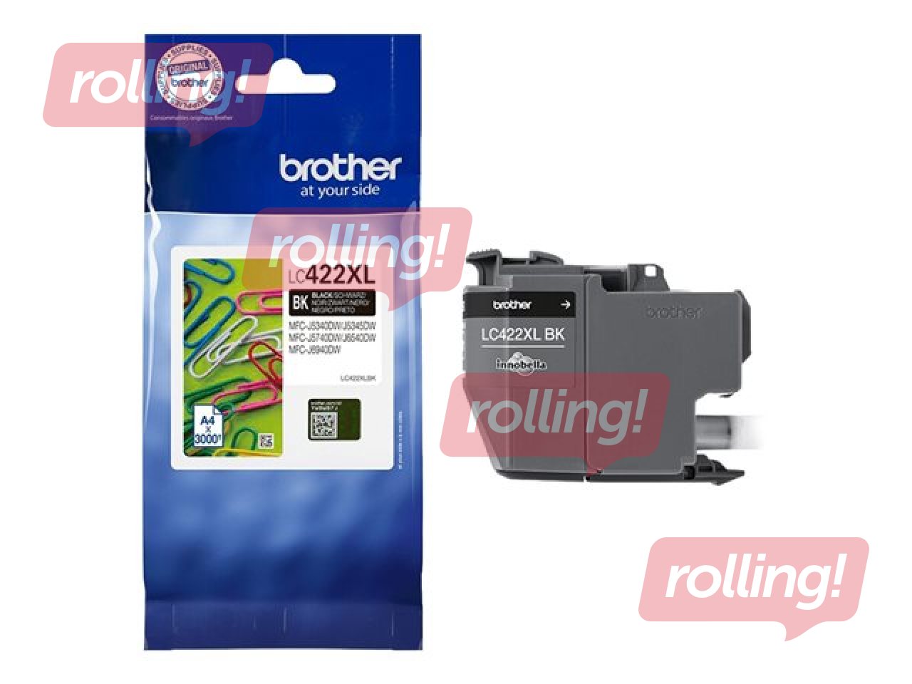 Tintes kasete Brother LC-422XLBK, Melna (3000 lpp)