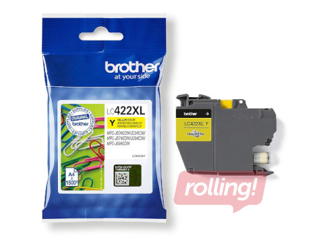 Tintes kasete Brother LC-422XLY, dzeltena (1500 lpp)