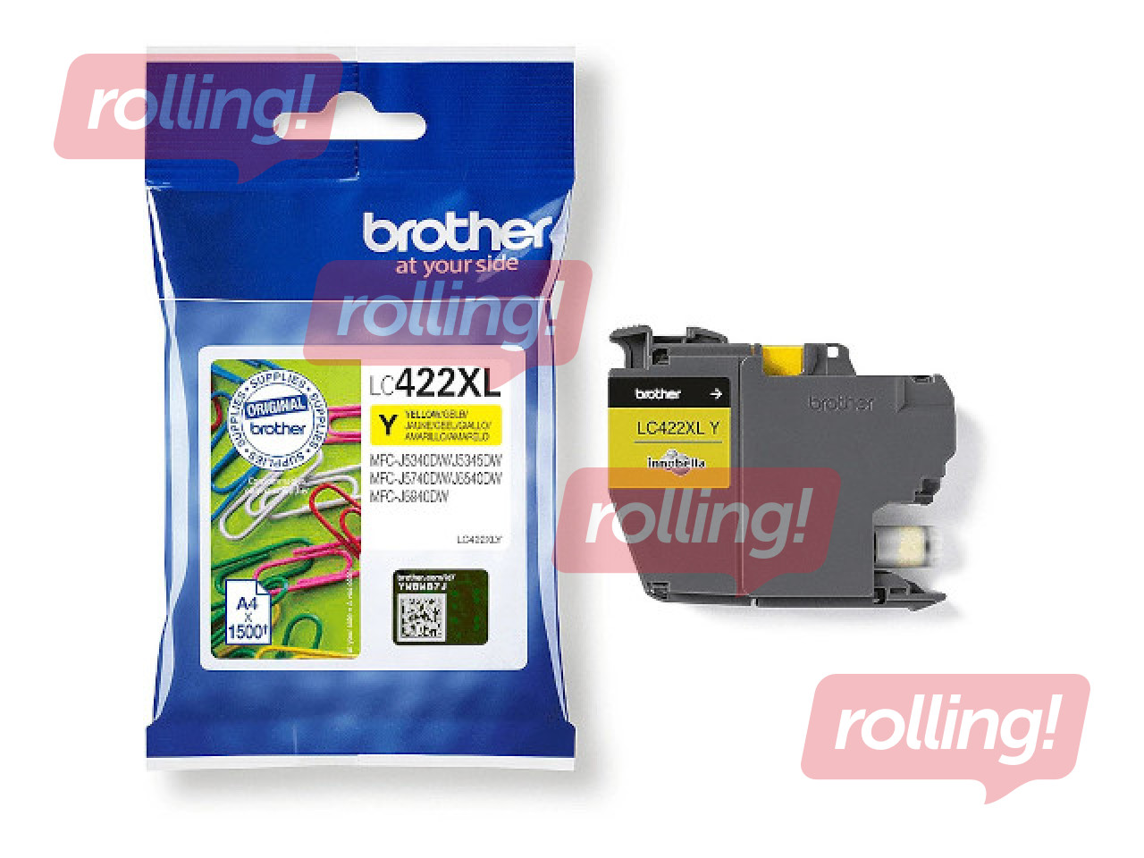 Tintes kasete Brother LC-422XLY, dzeltena (1500 lpp)
