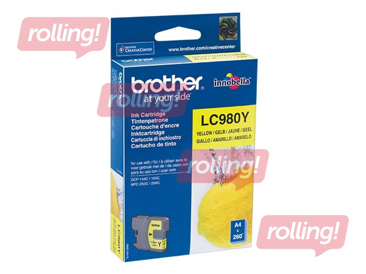Tintes kasete Brother LC980, dzeltena, (260 lpp.)