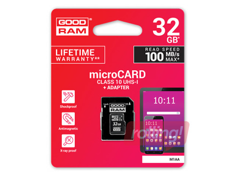 Atmiņas karte Goodram 32GB microSDHC class 10 UHS I + Adapter