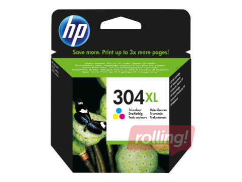 Tintes kasete HP 304XL, trīskrāsu, 300 lpp