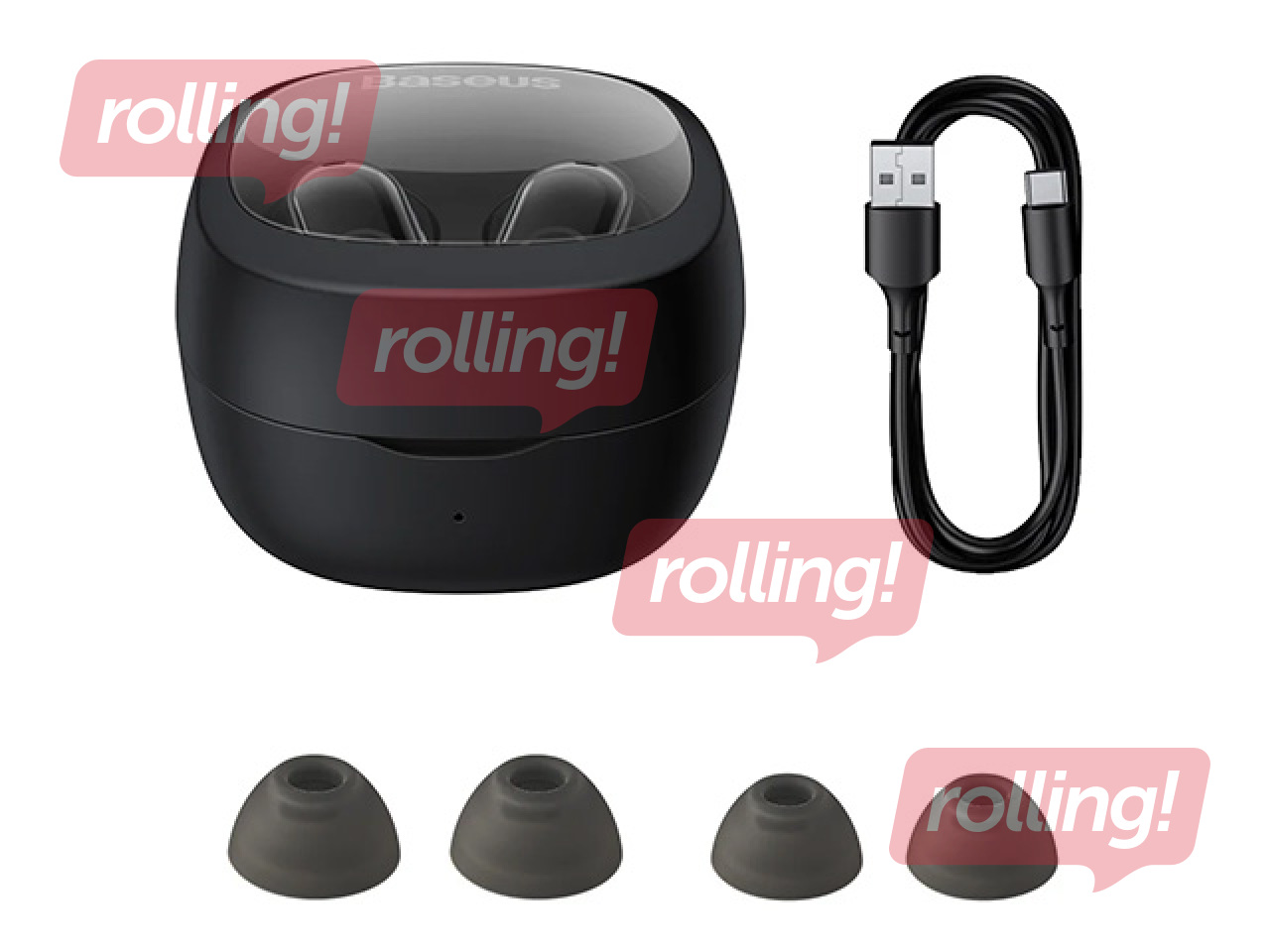 Bezvadu austiņas Baseus Bowie WM02 TWS, Bluetooth 5.0 (melnas)