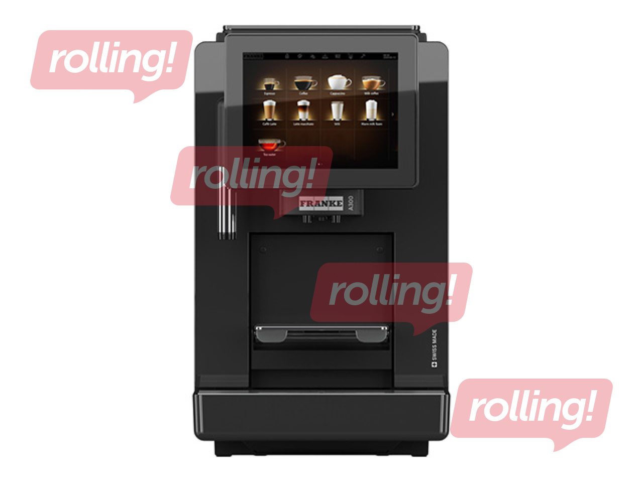 Kafijas automāts Franke A300 MS EC, ar ūdens pieslēgumu un 2 pulvera tvertnēm, melns