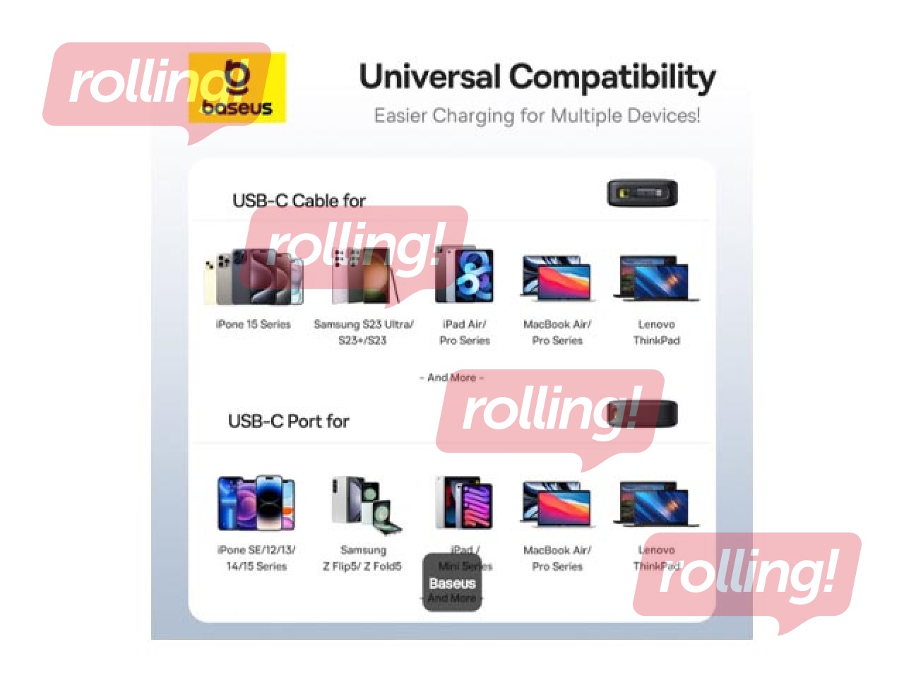 Mobilais lādētājs Baseus Free2Pull, 20000mAh, 65W, ar vadu, melns