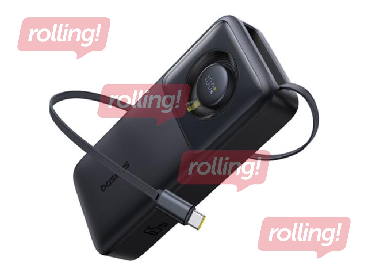 Зарядное устройство Baseus Free2Pull, 20000mAh, 65Вт, с кабелем, чёрный