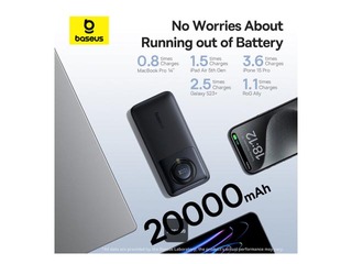 Зарядное устройство Baseus Free2Pull, 20000mAh, 65Вт, с кабелем, чёрный