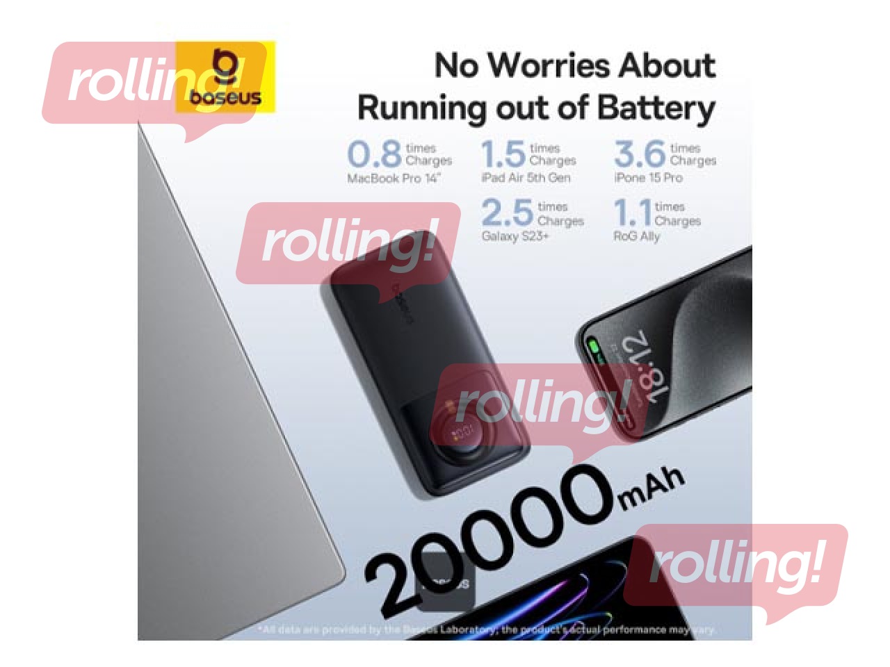 Зарядное устройство Baseus Free2Pull, 20000mAh, 65Вт, с кабелем, чёрный