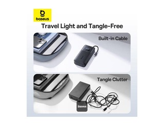 Зарядное устройство Baseus Free2Pull, 20000mAh, 65Вт, с кабелем, чёрный