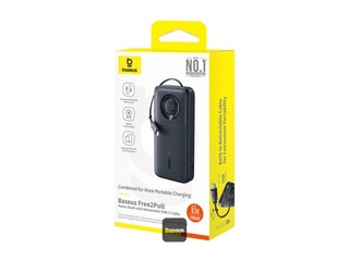 Зарядное устройство Baseus Free2Pull, 20000mAh, 65Вт, с кабелем, чёрный