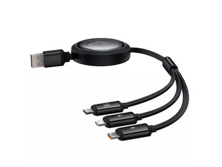 Connector cable Baseus, Free2Draw USB – Type C/Lightning/Micro USB 100W, 1.1m, black