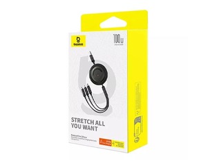 Connector cable Baseus, Free2Draw USB – Type C/Lightning/Micro USB 100W, 1.1m, black
