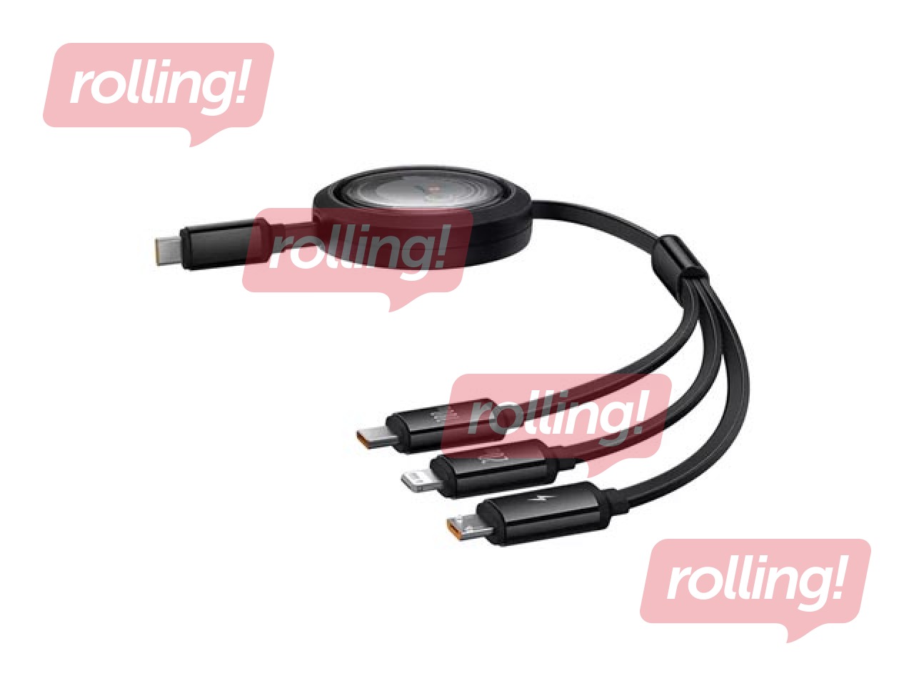 Connector cable Baseus, Free2Draw Type C – Type C/Lightning/Micro USB 100W, 1.1 m, black