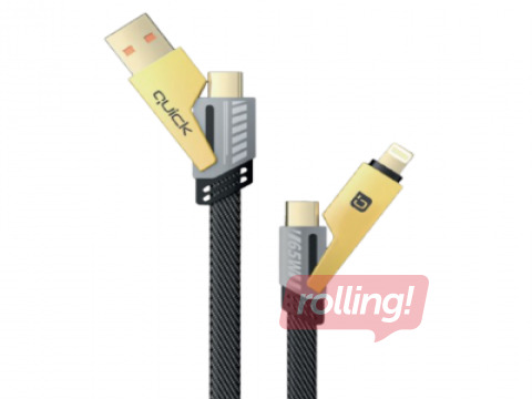 Savienotājvads Quick QB-100 Braided 4in1 Multi Uzlādes un Datu kabelis 1.2m