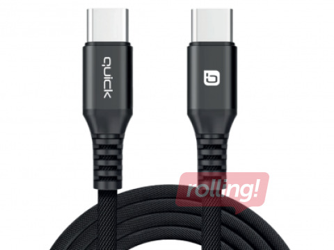 Savienotājvads Quick QB-131 Braided 60W Uzlādes un Datu kabelis USB-С uz USB-С 1.5m