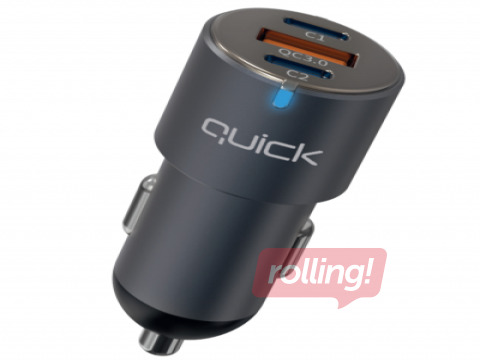 Auto lādētājs Quick QC-420 ar USB / 2x USB-C 60W