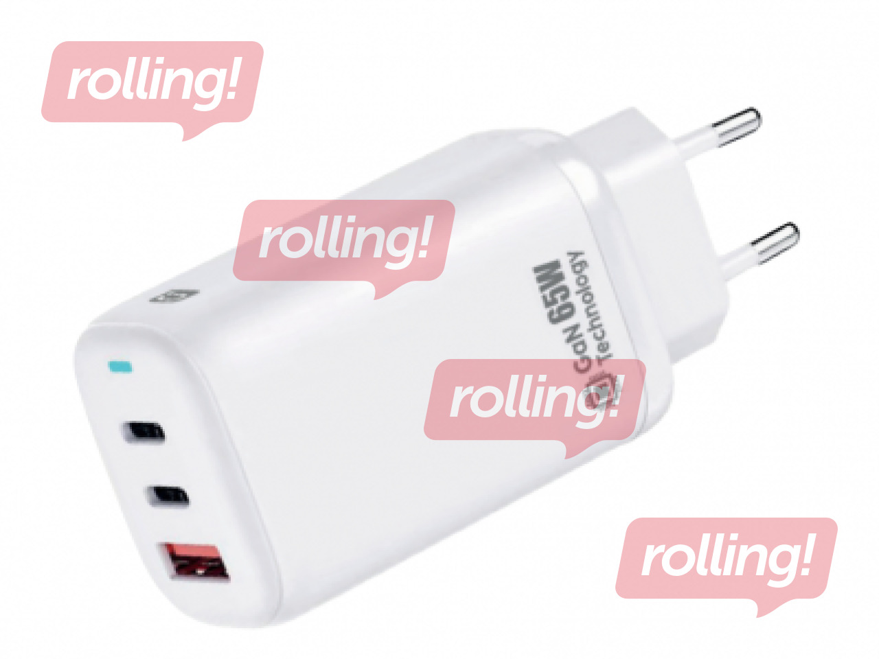 Lādētājs Quick QG-311 GaN Charger 2x USB-C / USB Tīkla Lādētājs 65W