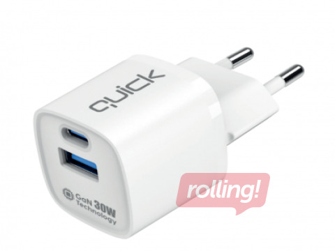 Зарядное устройство Quick QG-322 GaN Charger USB-C / USB, 30W
