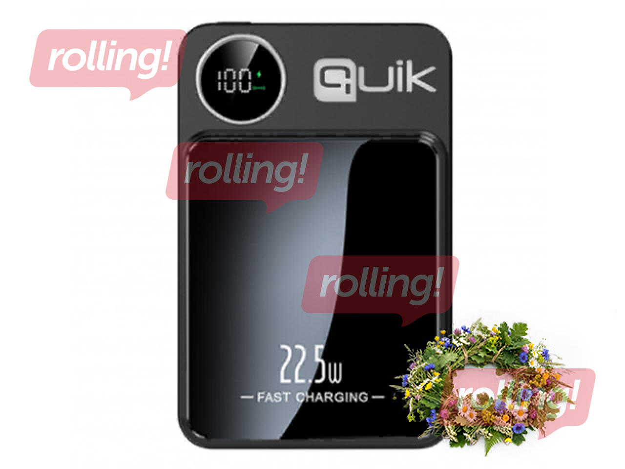 Magnētiskais mobilais lādētājs Quik QP-810 10000mAh, melns + Līgo dāvana!