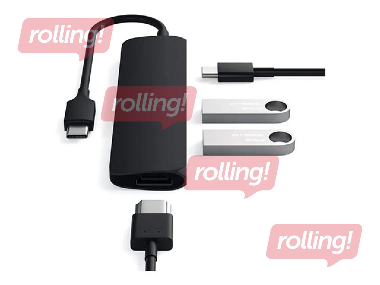 Satechi Slim USB-C MultiPort Adapter with 4K HDMI Video Output and 2 USB 3.0 Ports