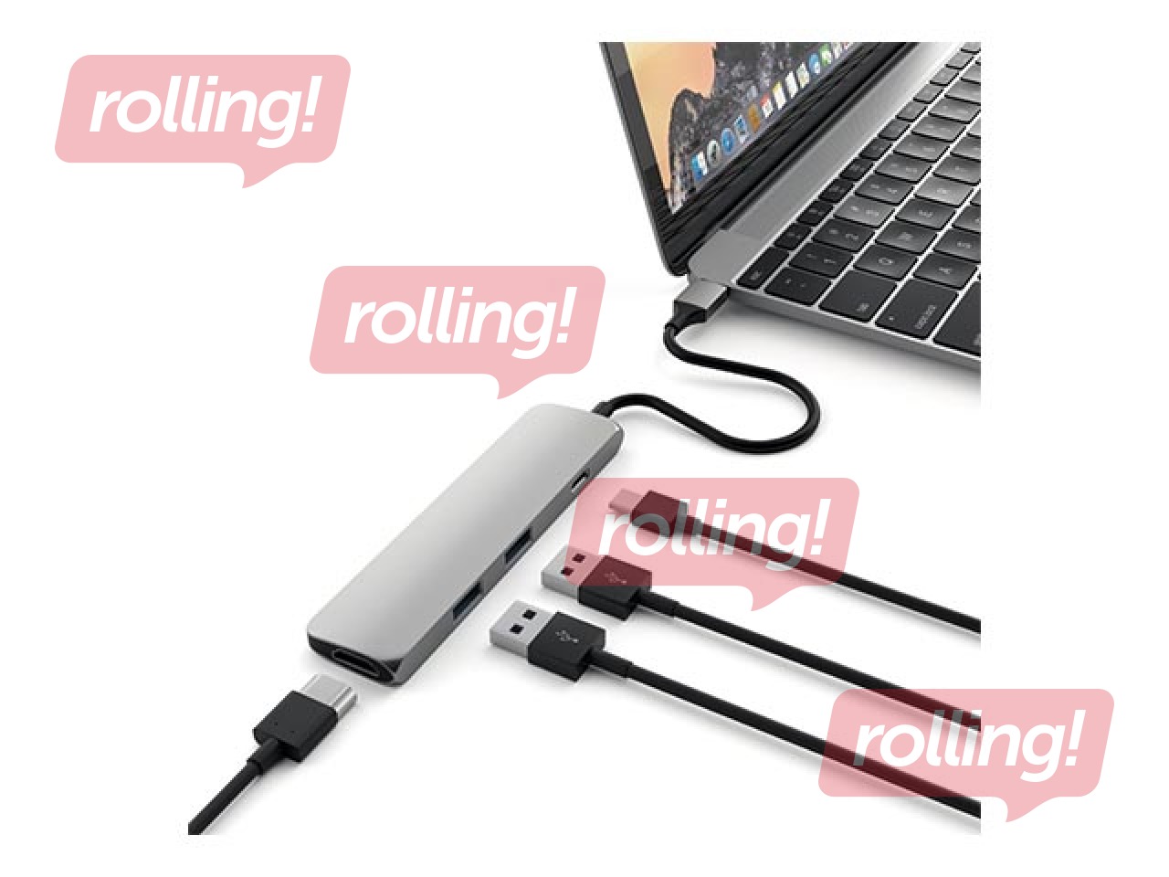 Satechi Slim USB-C MultiPort Adapter with 4K HDMI Video Output and 2 USB 3.0 Ports